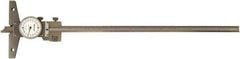 Mitutoyo - 0 to 12 Inch Range, Dial Depth Gage - 0.001 Inch Graduation, 12 Inch Travel, 410 mm Base Measuring Length - USA Tool & Supply