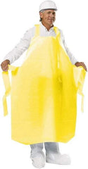 PolyConversions - 35" Wide x 55" Long x 8 mil Thick Chemical Resistant Bib Apron - Polyolefin, Yellow, Waterproof, Resists Chemicals, Fats, Oils, Dry Particles, Liquid Splashes - USA Tool & Supply