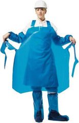 PolyConversions - 35" Wide x 55" Long x 6 mil Thick Chemical Resistant Bib Apron - Polyolefin, Blue, Waterproof, Resists Chemicals, Fats, Oils, Dry Particles, Liquid Splashes - USA Tool & Supply