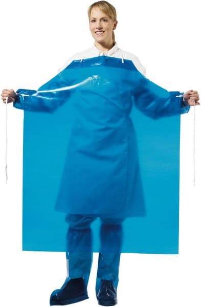 PolyConversions - 35" Wide x 45" Long x 8 mil Thick Chemical Resistant Bib Apron - Polyolefin, Blue, Waterproof, Resists Chemicals, Fats, Oils, Dry Particles, Liquid Splashes - USA Tool & Supply