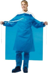 PolyConversions - 35" Wide x 45" Long x 4 mil Thick Chemical Resistant Bib Apron - Polyolefin, Blue, Waterproof, Resists Chemicals, Fats, Oils, Dry Particles, Liquid Splashes - USA Tool & Supply