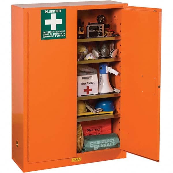 Justrite - Empty First Aid Cabinets & Cases Type: Emergency Preparedness Storage Cabinet Height (Inch): 65 - USA Tool & Supply