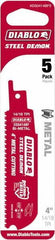 Freud - 4" Long x 1" Thick, Bi-Metal Reciprocating Saw Blade - Straight Profile, 14 to 18 TPI, Toothed Edge, Universal Shank - USA Tool & Supply