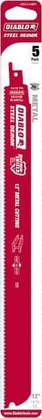 Freud - 12" Long x 1" Thick, Bi-Metal Reciprocating Saw Blade - Straight Profile, 14 to 18 TPI, Toothed Edge, Universal Shank - USA Tool & Supply