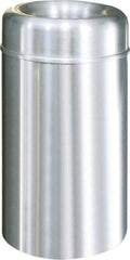 Rubbermaid - 30 Gal Aluminum Round Decorative Waste Receptacle With Top - Steel, 876mm High - USA Tool & Supply