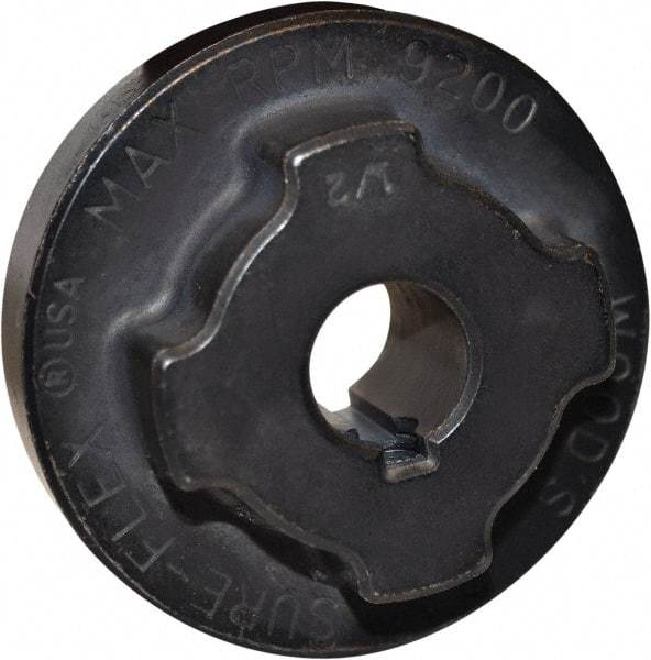 TB Wood's - 5/8" Max Bore Diam, 3/16" x 3/32" Keyway Width x Depth, 2-1/2" Hub, 4 Flexible Coupling Flange - 2-1/2" OD, 55/64" OAL, Sintered Steel, Type J - USA Tool & Supply