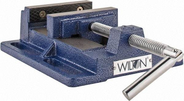 Wilton - 4-1/2" Jaw Opening Capacity x 1-1/2" Throat Depth, Horizontal Drill Press Vise - 4" Wide x 1-1/2" High Jaw, Stationary Base, Standard Speed, 7" OAL x 2.4" Overall Height, Steel - USA Tool & Supply