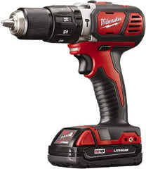 Milwaukee Tool - 18 Volt 1/2" Keyless Chuck Cordless Hammer Drill - 0 to 28,800 BPM, 0 to 1,800 RPM, Reversible - USA Tool & Supply