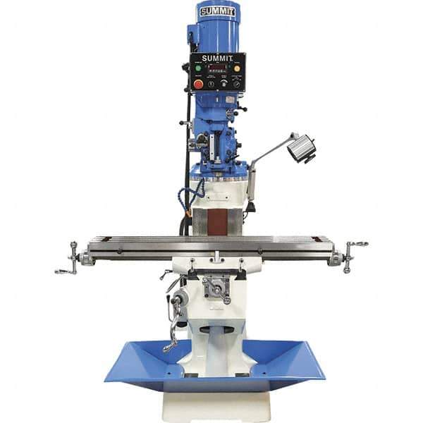 Summit - 9" Table Width x 49" Table Length, Electronic Variable Speed Control, 3 Phase Knee Milling Machine - R8 Spindle Taper, 3 hp - USA Tool & Supply