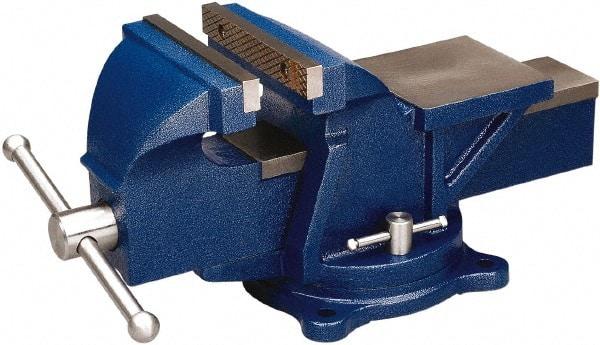 Wilton - 5" Jaw Width, 5" Opening Capacity, 2-1/2" Throat Depth, Steel Swivel Bench Vise - Bolt Down Base Attachment - USA Tool & Supply