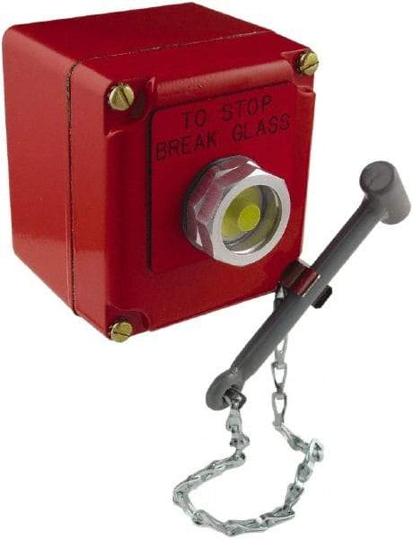 Schneider Electric - 1 Operator, Projecting Pushbutton Control Station - To Stop Break Glass (Legend), NO/NC Contact, NEMA 13, 3, 4 - USA Tool & Supply