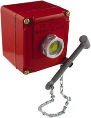 Schneider Electric - 1 Operator, Projecting Pushbutton Control Station - To Stop Break Glass (Legend), NO/NC Contact, NEMA 13, 3, 4 - USA Tool & Supply