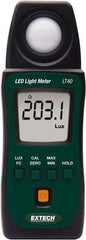 Extech - AAA Batteries, 40,000 FC, LCD Display, Color Corrected Photodiode, Light Meter - 3 Accuracy, Compatible with LED Lighting - USA Tool & Supply