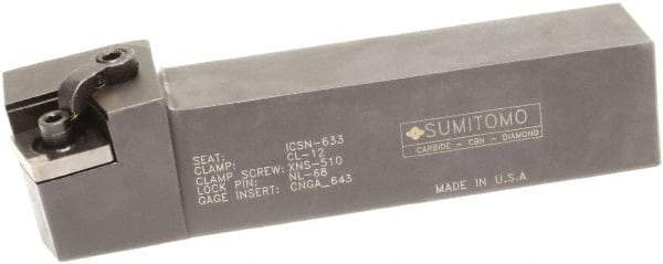 Sumitomo - MCKN, Right Hand Cut, 15° Lead Angle, 1" Shank Height x 1" Shank Width, Negative Rake Indexable Turning Toolholder - 6" OAL, CNMG 432 Insert Compatibility, Series Multi-Option - USA Tool & Supply