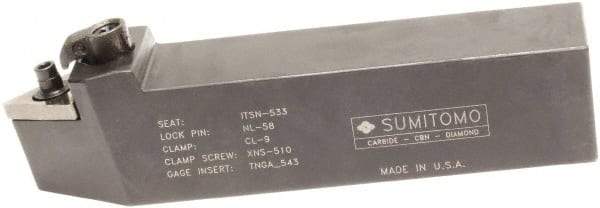 Sumitomo - MTEN, Neutral Cut, 30° Lead Angle, 1-1/4" Shank Height x 1-1/4" Shank Width, Negative Rake Indexable Turning Toolholder - 7" OAL, TNMG 54 Insert Compatibility, Series Multi-Option - USA Tool & Supply