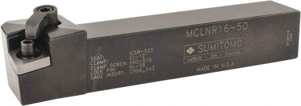 Sumitomo - MCLN, Right Hand Cut, -5° Lead Angle, 1" Shank Height x 1" Shank Width, Negative Rake Indexable Turning Toolholder - 6" OAL, CNMG 543 Insert Compatibility, Series Multi-Option - USA Tool & Supply