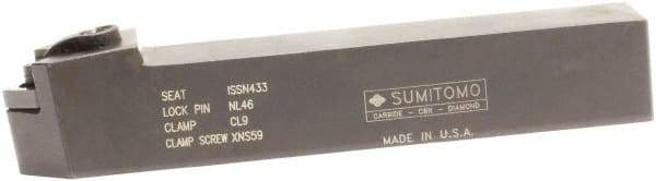 Sumitomo - MSDN, Neutral Cut, 45° Lead Angle, 1" Shank Height x 1" Shank Width, Negative Rake Indexable Turning Toolholder - 6" OAL, SNMG 43 Insert Compatibility, Series Multi-Option - USA Tool & Supply