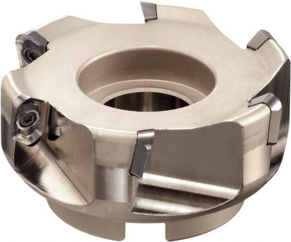Sumitomo - 6 Inserts, 5" Cut Diam, 1-1/2" Arbor Diam, 1.181" Max Depth of Cut, Indexable Square-Shoulder Face Mill - 2-1/2" High, AECT 1604 Insert Compatibility, Through Coolant, Series WaveMill - USA Tool & Supply