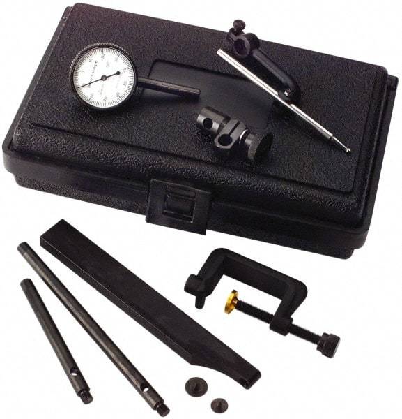 TESA Brown & Sharpe - 8 Piece, 0mm to 0.2mm Measuring Range, 38mm Dial Diam, 0-100 Dial Reading, White Dial Test Indicator Kit - 12.7mm Contact Point Length, 0.001mm Dial Graduation - USA Tool & Supply