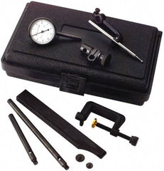 TESA Brown & Sharpe - 8 Piece, 0mm to 0.2mm Measuring Range, 38mm Dial Diam, 0-100 Dial Reading, White Dial Test Indicator Kit - 12.7mm Contact Point Length, 0.001mm Dial Graduation - USA Tool & Supply