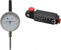 TESA Brown & Sharpe - 0.001" Graduation, 0-100 Dial Reading, Indicator & Base Kit - 4" Base Length x 1" Base Width x 1" Base Height, 2-1/4" Dial Diam - USA Tool & Supply