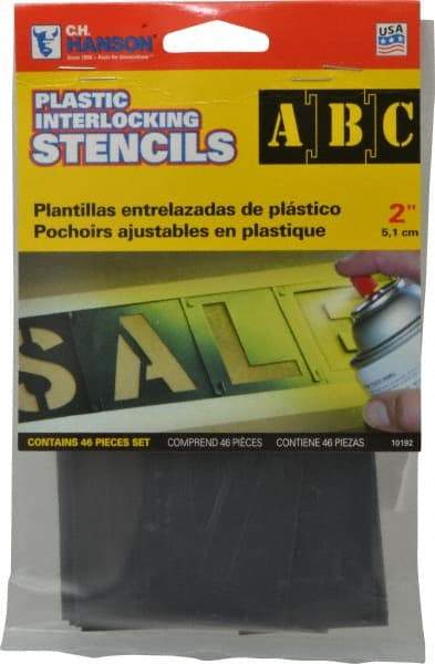 C.H. Hanson - 2 Inch Characters, PVC Plastic Stencil Set - 46 Pieces - USA Tool & Supply