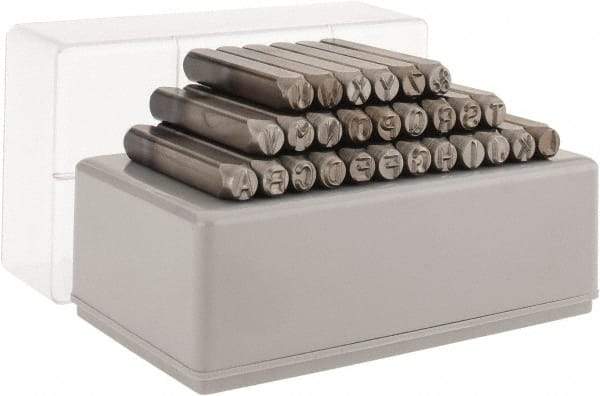 C.H. Hanson - 27 Piece, 1/4" Character Steel Stamp Set - Letters, Standard - USA Tool & Supply