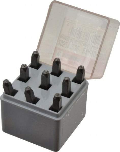 C.H. Hanson - 9 Piece, 3/32" Character Steel Stamp Set - Figures, Standard - USA Tool & Supply