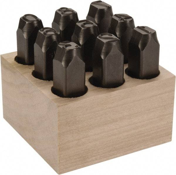 C.H. Hanson - 9 Piece, 1/2" Character Steel Stamp Set - Figures, Standard - USA Tool & Supply