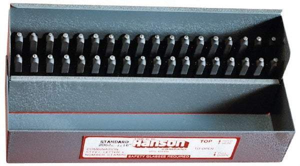 C.H. Hanson - 36 Piece, 5/32" Character Steel Stamp Set - Letters & Figures, Heavy Duty - USA Tool & Supply