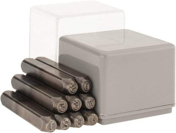 C.H. Hanson - 9 Piece, 3/16" Character Steel Stamp Set - Figures, Heavy Duty - USA Tool & Supply