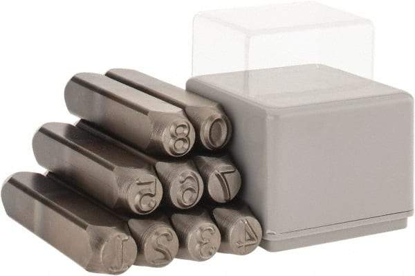 C.H. Hanson - 9 Piece, 3/8" Character Steel Stamp Set - Figures, Heavy Duty - USA Tool & Supply