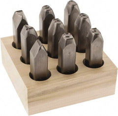 C.H. Hanson - 9 Piece, 1/2" Character Steel Stamp Set - Figures, Heavy Duty - USA Tool & Supply