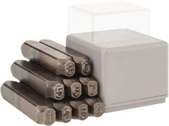 C.H. Hanson - 9 Piece, 1/4" Character Steel Stamp Set - Figures, Reverse - USA Tool & Supply