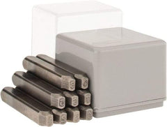 C.H. Hanson - 9 Piece, 1/8" Character Steel Stamp Set - Figures, Low Stress Round Face Dot - USA Tool & Supply