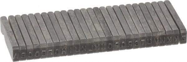 C.H. Hanson - 26 Piece, 1/16 Inch Character, Steel Type Set - 10 Character Capacity, A-Z Content - USA Tool & Supply