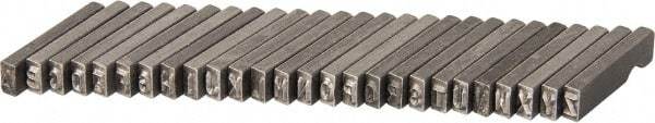 C.H. Hanson - 26 Piece, 1/8 Inch Character, Steel Type Set - 8 Character Capacity, A-Z Content - USA Tool & Supply