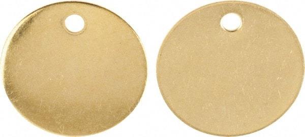 C.H. Hanson - 1-1/2 Inch Diameter, Round, Brass Blank Metal Tag - Blank Metal Check - USA Tool & Supply