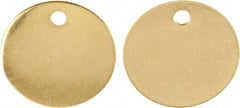 C.H. Hanson - 1-1/2 Inch Diameter, Round, Brass Blank Metal Tag - Blank Metal Check - USA Tool & Supply