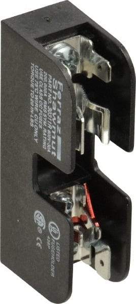 Ferraz Shawmut - 1 Pole, 10 to 14 AWG, 600 VAC/VDC, 30 Amp, DIN Rail Mount, Screw Mount Fuse Block - 13/32 Inch Diameter x 1-1/2 Inch Fuse Length, 3.04 Inch Long x 0.85 Inch Wide x 1.31 Inch High Block - USA Tool & Supply
