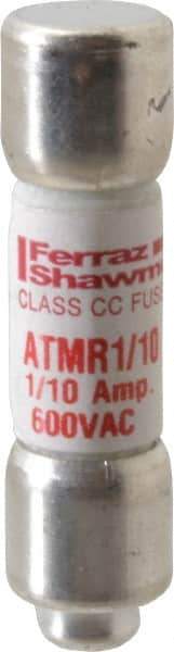 Ferraz Shawmut - 600 VAC/VDC, 0.1 Amp, Fast-Acting General Purpose Fuse - Clip Mount, 1-1/2" OAL, 100 at DC, 200 at AC kA Rating, 13/32" Diam - USA Tool & Supply