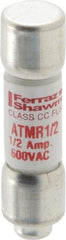 Ferraz Shawmut - 600 VAC/VDC, 0.5 Amp, Fast-Acting General Purpose Fuse - Clip Mount, 1-1/2" OAL, 100 at DC, 200 at AC kA Rating, 13/32" Diam - USA Tool & Supply