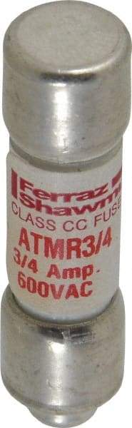 Ferraz Shawmut - 600 VAC/VDC, 0.75 Amp, Fast-Acting General Purpose Fuse - Clip Mount, 1-1/2" OAL, 100 at DC, 200 at AC kA Rating, 13/32" Diam - USA Tool & Supply