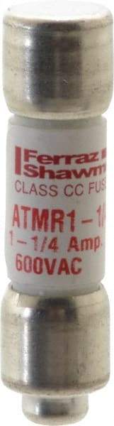 Ferraz Shawmut - 600 VAC/VDC, 1.25 Amp, Fast-Acting General Purpose Fuse - Clip Mount, 1-1/2" OAL, 100 at DC, 200 at AC kA Rating, 13/32" Diam - USA Tool & Supply