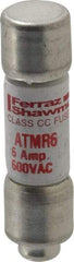 Ferraz Shawmut - 600 VAC/VDC, 6 Amp, Fast-Acting General Purpose Fuse - Clip Mount, 1-1/2" OAL, 100 at DC, 200 at AC kA Rating, 13/32" Diam - USA Tool & Supply