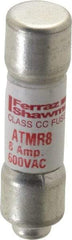 Ferraz Shawmut - 600 VAC/VDC, 8 Amp, Fast-Acting General Purpose Fuse - Clip Mount, 1-1/2" OAL, 100 at DC, 200 at AC kA Rating, 13/32" Diam - USA Tool & Supply