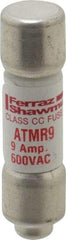 Ferraz Shawmut - 600 VAC/VDC, 9 Amp, Fast-Acting General Purpose Fuse - Clip Mount, 1-1/2" OAL, 100 at DC, 200 at AC kA Rating, 13/32" Diam - USA Tool & Supply