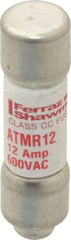 Ferraz Shawmut - 600 VAC/VDC, 12 Amp, Fast-Acting General Purpose Fuse - Clip Mount, 1-1/2" OAL, 100 at DC, 200 at AC kA Rating, 13/32" Diam - USA Tool & Supply