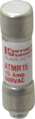 Ferraz Shawmut - 600 VAC/VDC, 15 Amp, Fast-Acting General Purpose Fuse - Clip Mount, 1-1/2" OAL, 100 at DC, 200 at AC kA Rating, 13/32" Diam - USA Tool & Supply