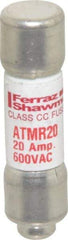 Ferraz Shawmut - 600 VAC/VDC, 20 Amp, Fast-Acting General Purpose Fuse - Clip Mount, 1-1/2" OAL, 100 at DC, 200 at AC kA Rating, 13/32" Diam - USA Tool & Supply